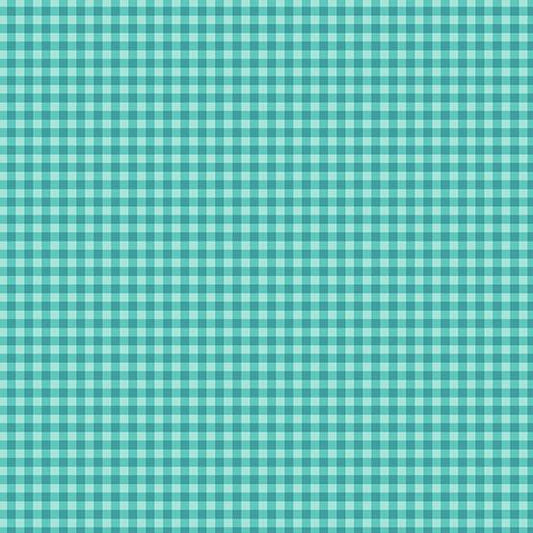 PREORDER ITEM-EXPECTED MARCH 2026: Ghostly Garden by K P Creates Bitty Gingham Aqua A-10199-T Cotton Woven Fabric