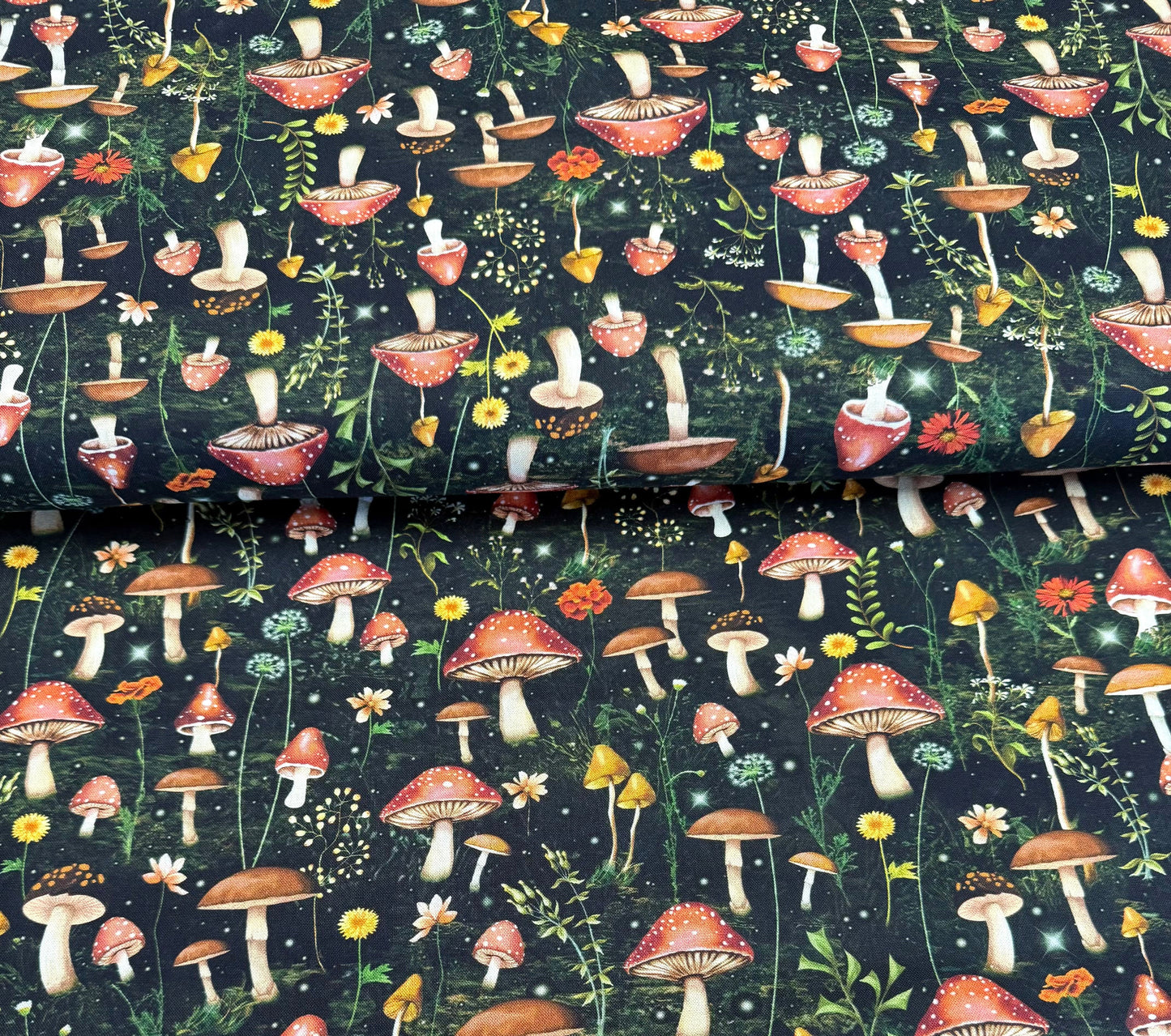 Black Forest Mushroom Black CD4417 by Timeless Treasures