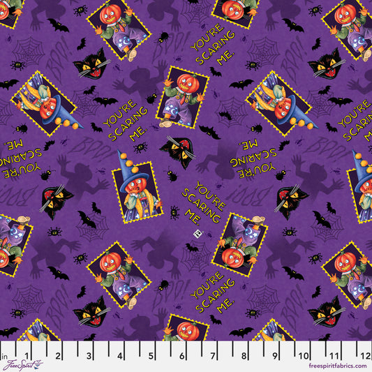 Spooky Cute Halloween Featuring work by Mary Engelbreit You're Scaring Me Purple PWMY011.PURPLE Cotton Woven Fabric