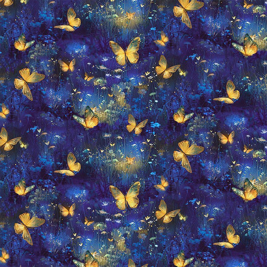 Preorder June 2026: Lumiere Luminous Butterflies BUG-CD4359 Royal by Timeless Treasures