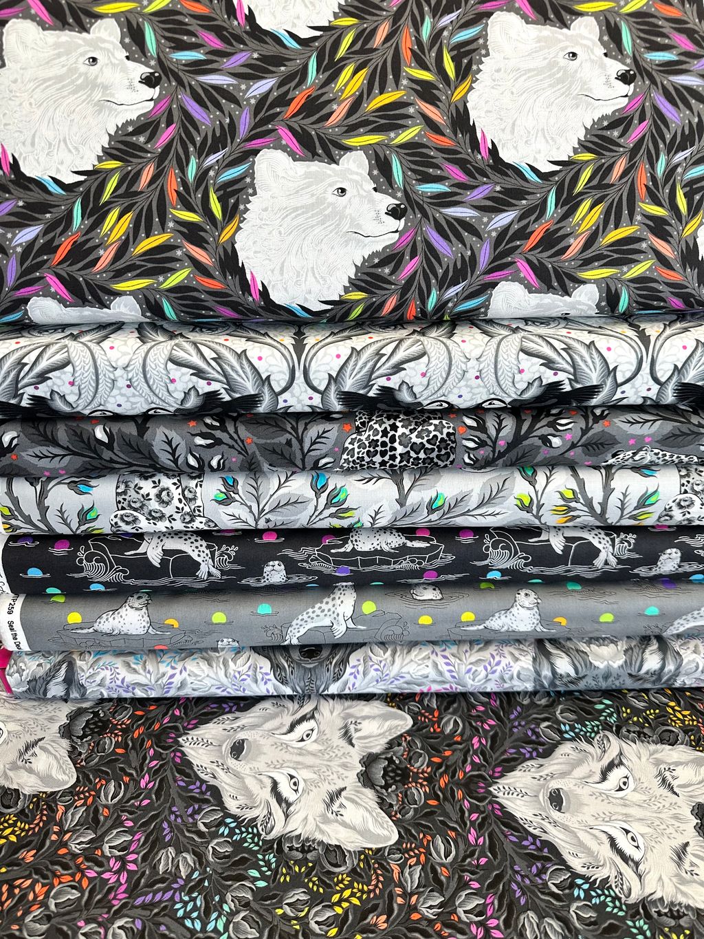 Tula Pink Graywork Seal the Deal Shadow PWTP259.SHADOW. Cotton Woven Fabric