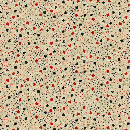 Preorder April 2026: Down the Rabbit Hole Vintage Playing Cards Sand CD4231 by TT Fabrics Collection