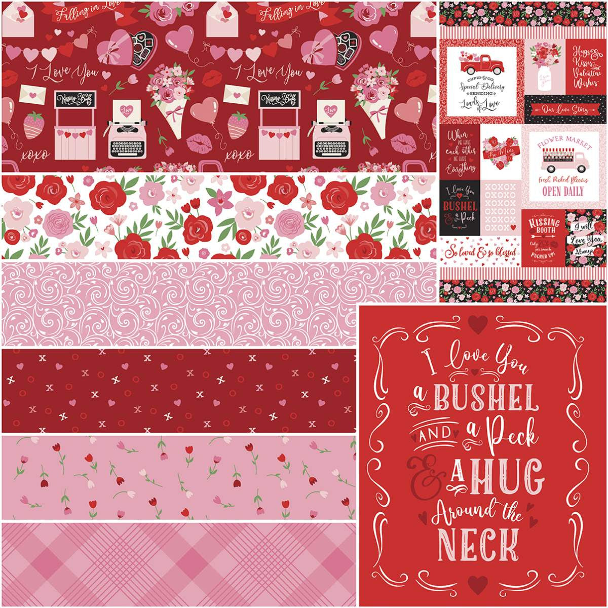 Falling in Love by Dani Mogstad 1-Yard Bundle Red includes 6 yards and 2 panels  1YD-11280R-8 Bundle