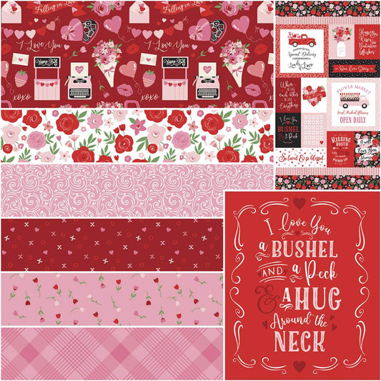 Falling in Love by Dani Mogstad 1 Yard Bundle Red includes 6 yards and 2 panels  1YD-11280R-8 Bundle