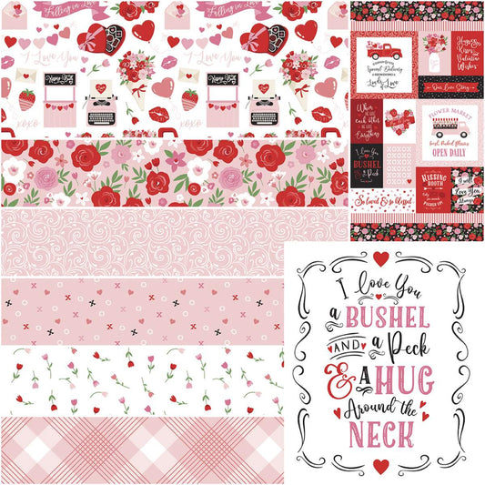 Falling in Love by Dani Mogstad 1-Yard Bundle White includes 6 yards and 2 panels 1YD-11280W-8 Bundle