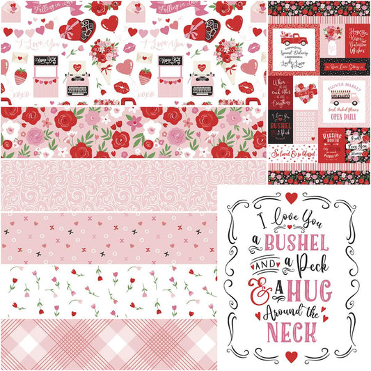 Falling in Love by Dani Mogstad 1 Yard Bundle White includes 6 yards and 2 panels 1YD-11280W-8 Bundle