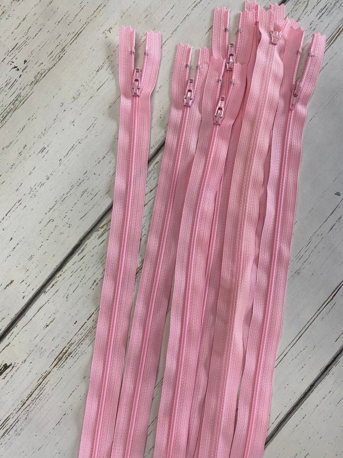 15" Pink nylon coil non-separating, closed-end zipper
