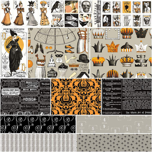 Queen of We'en by J. Wecker Frisch 1 Yard Bundle Black  - 9 yards + 4 panels  1YD-13160B-13 Bundle