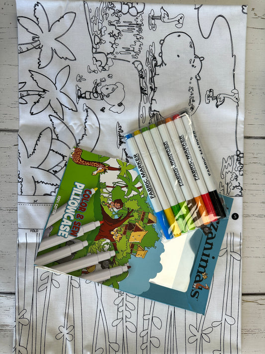 Licensed Color Me Pillowcase Kit Tarzanimals includes fabric, instructions and marker set  KT0104