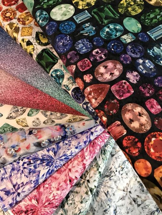 Shine On Digital Collection Jewel Floral & Diamonds Q4433-162 Cotton Woven Fabric