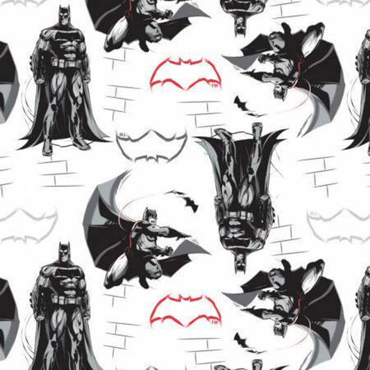 Licensed Dawn of Justice Dark Knight White 223420103-2 Cotton Woven Fabric