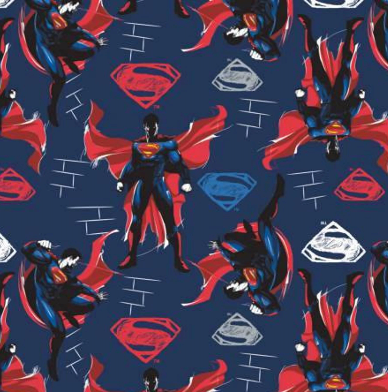 Licensed Dawn of Justice Man of Steel Blue 23420104-2 Cotton Woven Fabric