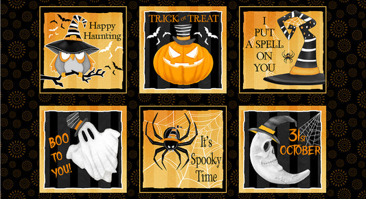 Old Salem’s Black Hat Society Glow in the Dark by Shelly Comiskey 24" Block Cut 314G-39 Cotton Woven Fabric