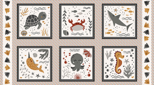 Water Babies by Sugarly Designs 24" Panel 10" Blocks  6691-39 Cotton Woven Panel