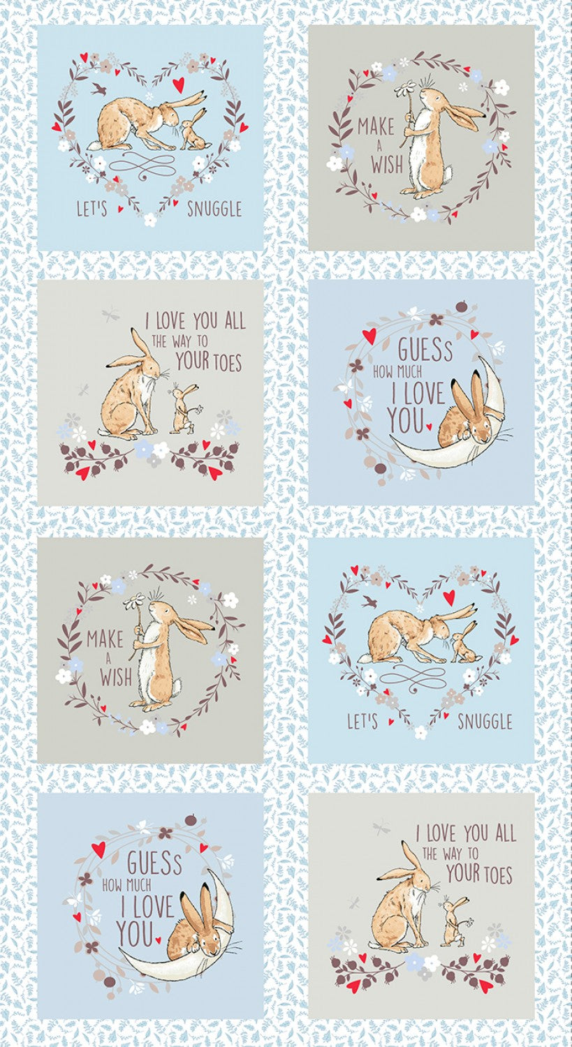 Licensed Guess How Much I Love You 2022 by Anita Jeram 24" Panel 9.5" Blocks Lt Denim   Y3682-87  Cotton Woven Panel