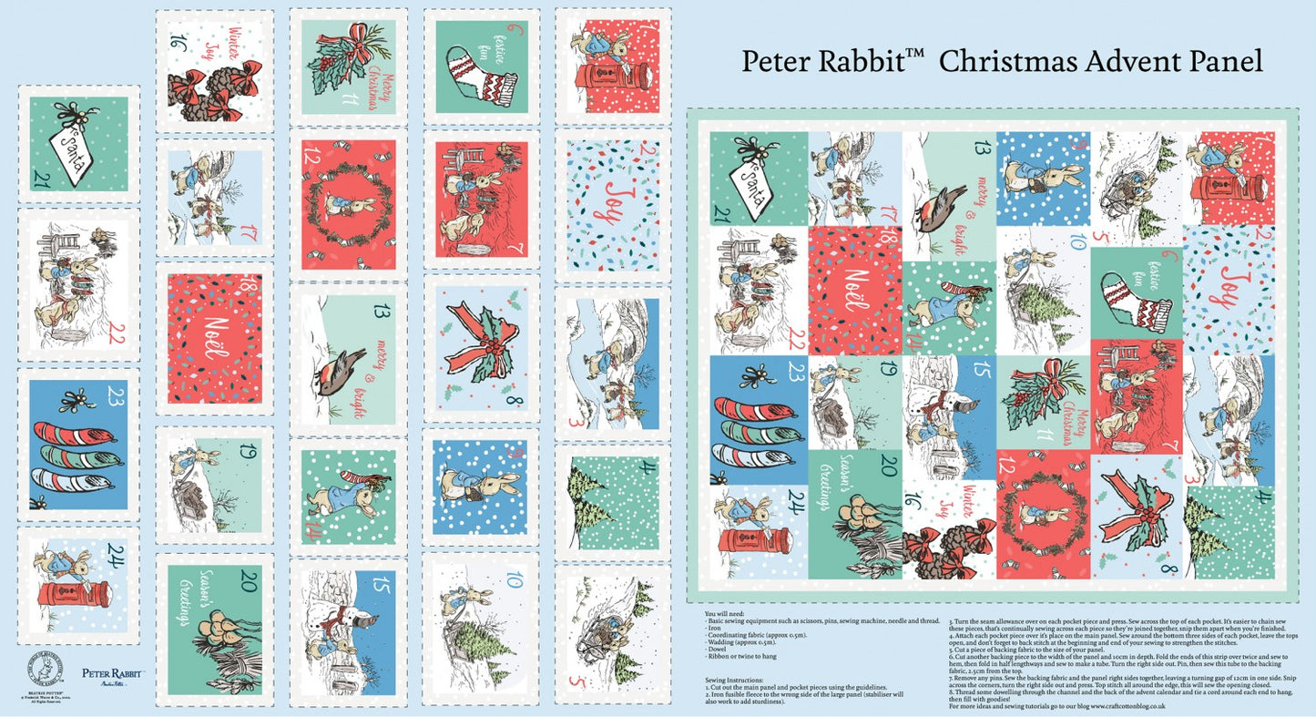 Peter Rabbit The Most Wonderful Time of the Year  24" Panel Advent Digital    2906C-06 Cotton Woven Panel