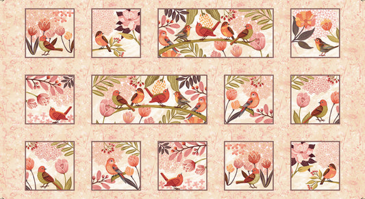Canyon Birds by Jennifer Brinley 24" Panel Block Cut as shown Cream 6774-33 Cotton Woven Panel