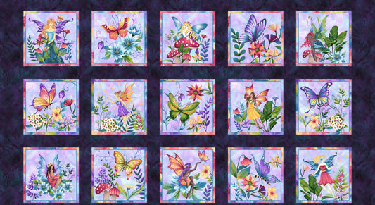 Fairytale Forest by Color Principle 24" Panel Blocks Royal     3019-77 Cotton Woven Panel