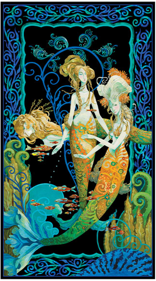 Mythical Mermaids by David Galchutt 24" Panel Blue/Multi  13286-55 Cotton Woven Panel