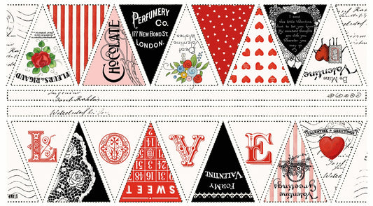 Be Mine Valentine by J. Wecker Frisch 24" Panel Bunting P12793R-BUNTING Cotton Woven Panel