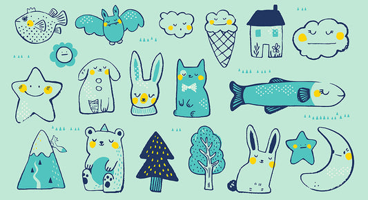 Birthday by Sarah Watts of Ruby Star Society 24" Panel Toys Turquoise    RS2044-12 Cotton Woven Panel