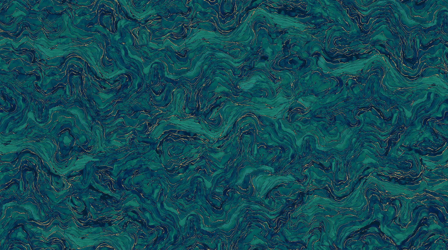 Midas Touch Metallic by Deborah Edwards & Melanie Samra Teal 26835-68 Cotton Woven Fabric