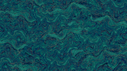 Midas Touch Metallic by Deborah Edwards & Melanie Samra Teal 26835-68 Cotton Woven Fabric