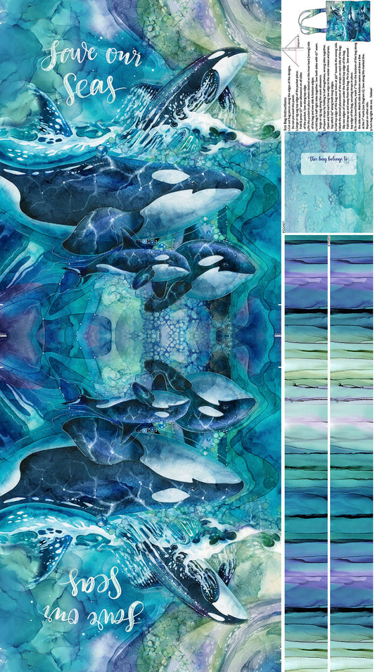 Whale Song Digital by Jody Bergsma, Deborah Edwards and Melanie Samra 26" Panel Tote Bag    DP24990-44 Cotton Woven Panel