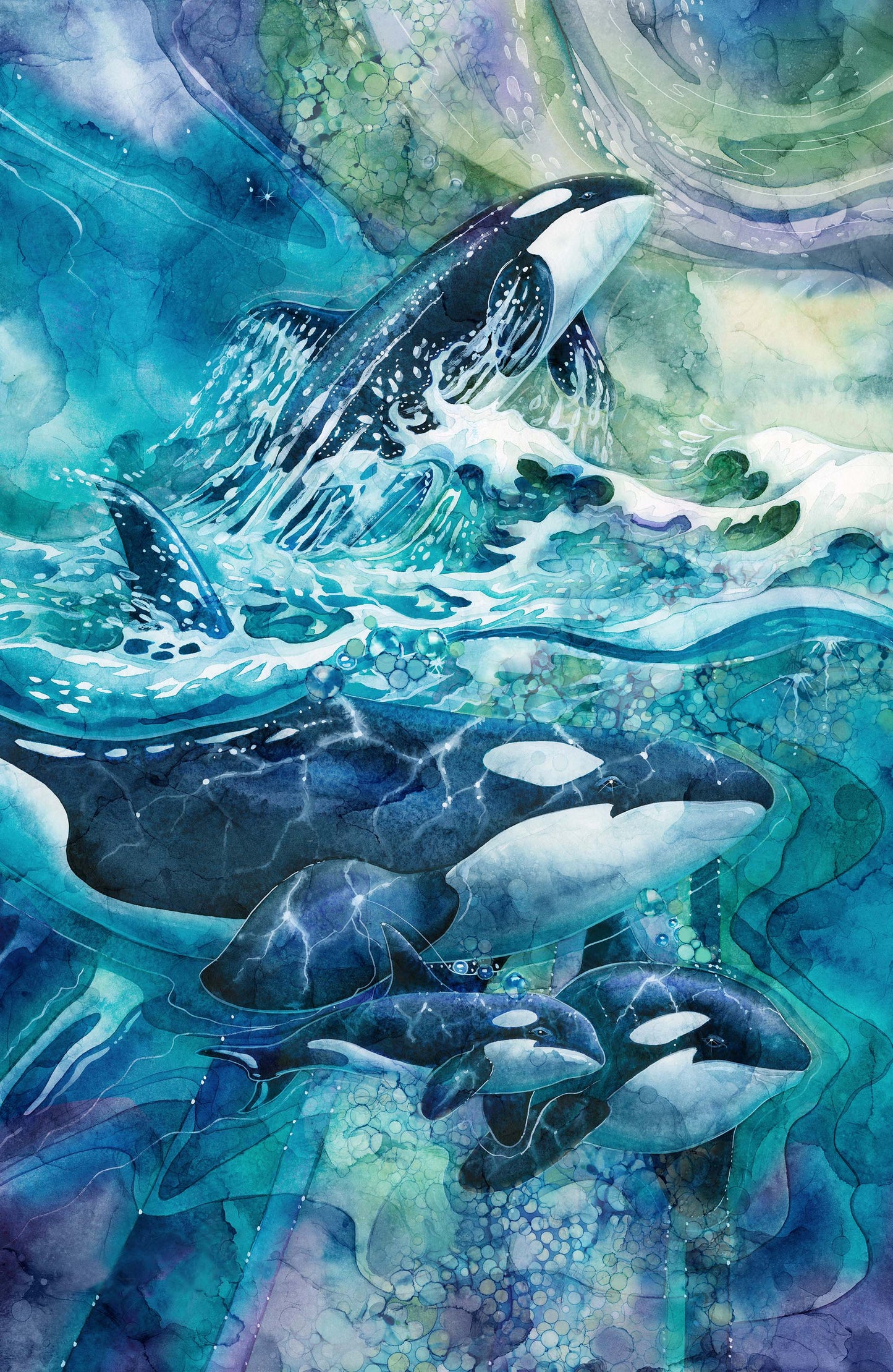 Whale Song Digital by Jody Bergsma, Deborah Edwards and Melanie Samra 30" Panel Blue  DP24980-44 Cotton Woven Panel