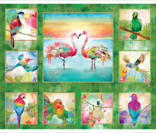 Tropicolor Birds Digital by Connie Haley 36" Panel    19379-PNL-CTN-D Cotton Woven Panel