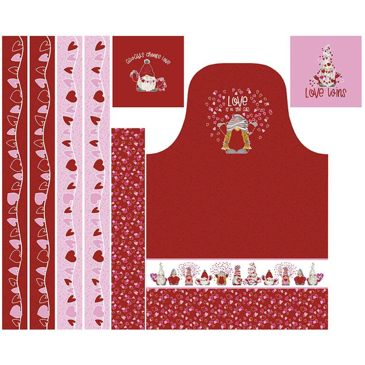 Gnomes In Love by Tara Reed 36" Panel Apron and Hot Pad P11314-PANEL Cotton Woven Panel
