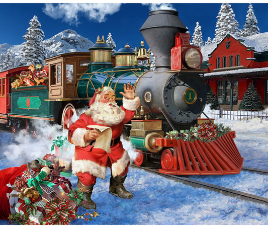 Old St. Nick 37.5" Panel Christmas All Aboard Digitally Printed U5027H-161 Cotton Woven Panel