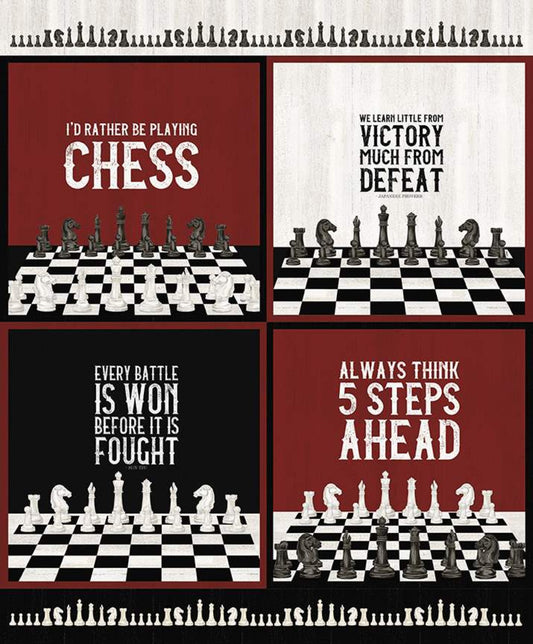 I'd Rather Be Playing Chess by Tara Reed 36" Panel     P11264-PANEL Cotton Woven Panel