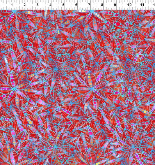 Dazzle Bloom Red 3JYP-1 Cotton Woven Fabric