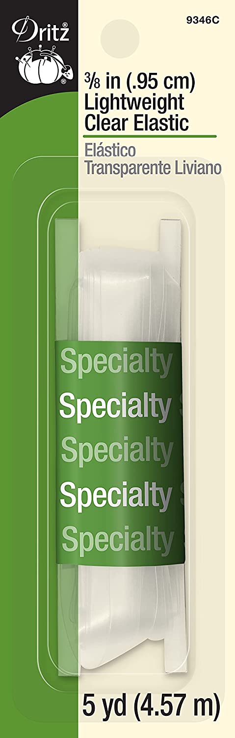 3/8" Lightweight Clear Elastic 9346C 5yd package Swimwear elastic Chlorine safe dry cleanable.