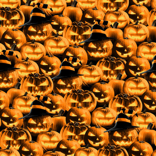 Halloween Countdown by Urban Essence Designs Allover Pumpkins Orange Glow in the Dark 2254G-33 Cotton Woven Fabric