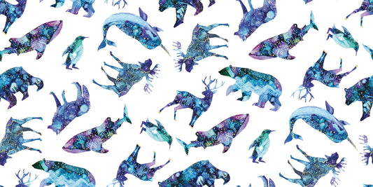 Arctic Wonder by Arrolynn Weiderhold Arctic Animal w/Gold Metallic    19431-WHT-CTN-D Cotton Woven Fabric