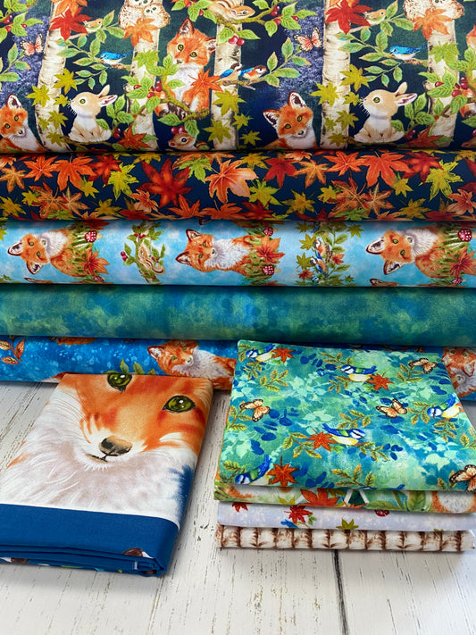 Auburn Fox by Kayomi Harai Bird Teal    6223-76 Cotton Woven Fabric