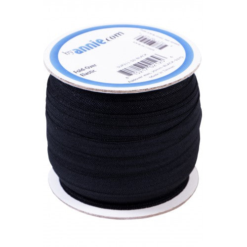 20mm Nylon Fold-over elastic SUP211-50-Black sold by the yard