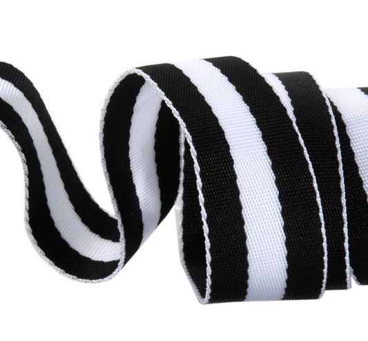 Tula Pink Nylon Webbing Black/White 1.5" TK-90/38mm col 07 Priced per yard