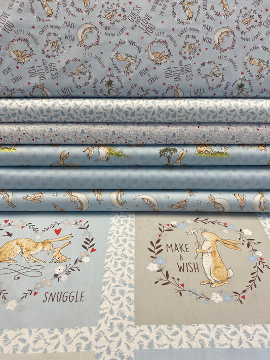 Guess How Much I Love You 2022 by Anita Jeram 24" Panel 9.5" Blocks Lt Denim   Y3682-87  Cotton Woven Panel