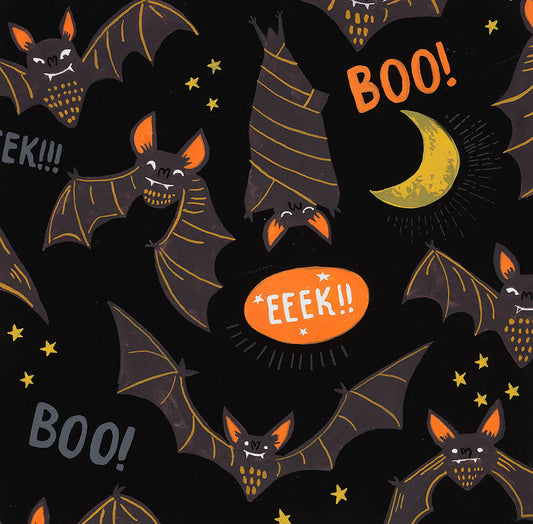 Haunted House Boo! Eek! Bats! Black 8974c Cotton Woven Fabric