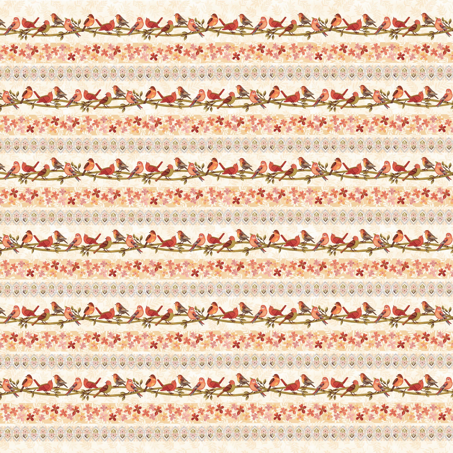 Canyon Birds by Jennifer Brinley Border Stripe Cream    6775-33 Cotton Woven Fabric