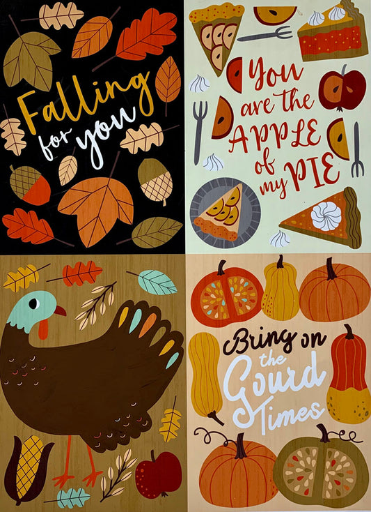 Fall Harvest Bring on the Gourd Times Blocks 8975A Sold by the 29.5" Panel Cotton Woven Panel