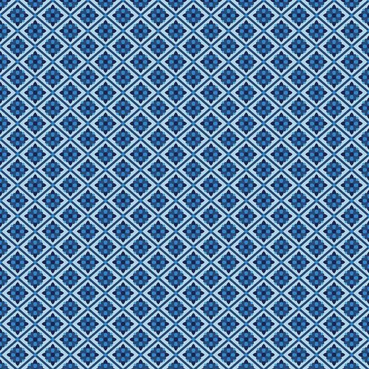 Blue Carolina by Christopher Thompson The Tattooed Quilter Carolina Tile Light Blue C6593-BLUE Cotton Woven Fabric