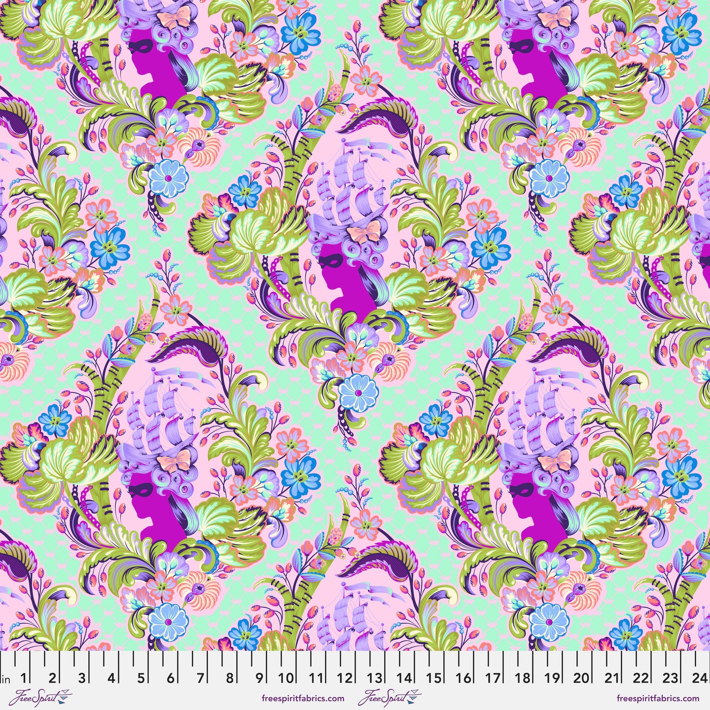 Parisville DEJA VU by Tula Pink  Cameo Sorbet  PWTP187.Sorbet   Cotton Woven Fabric