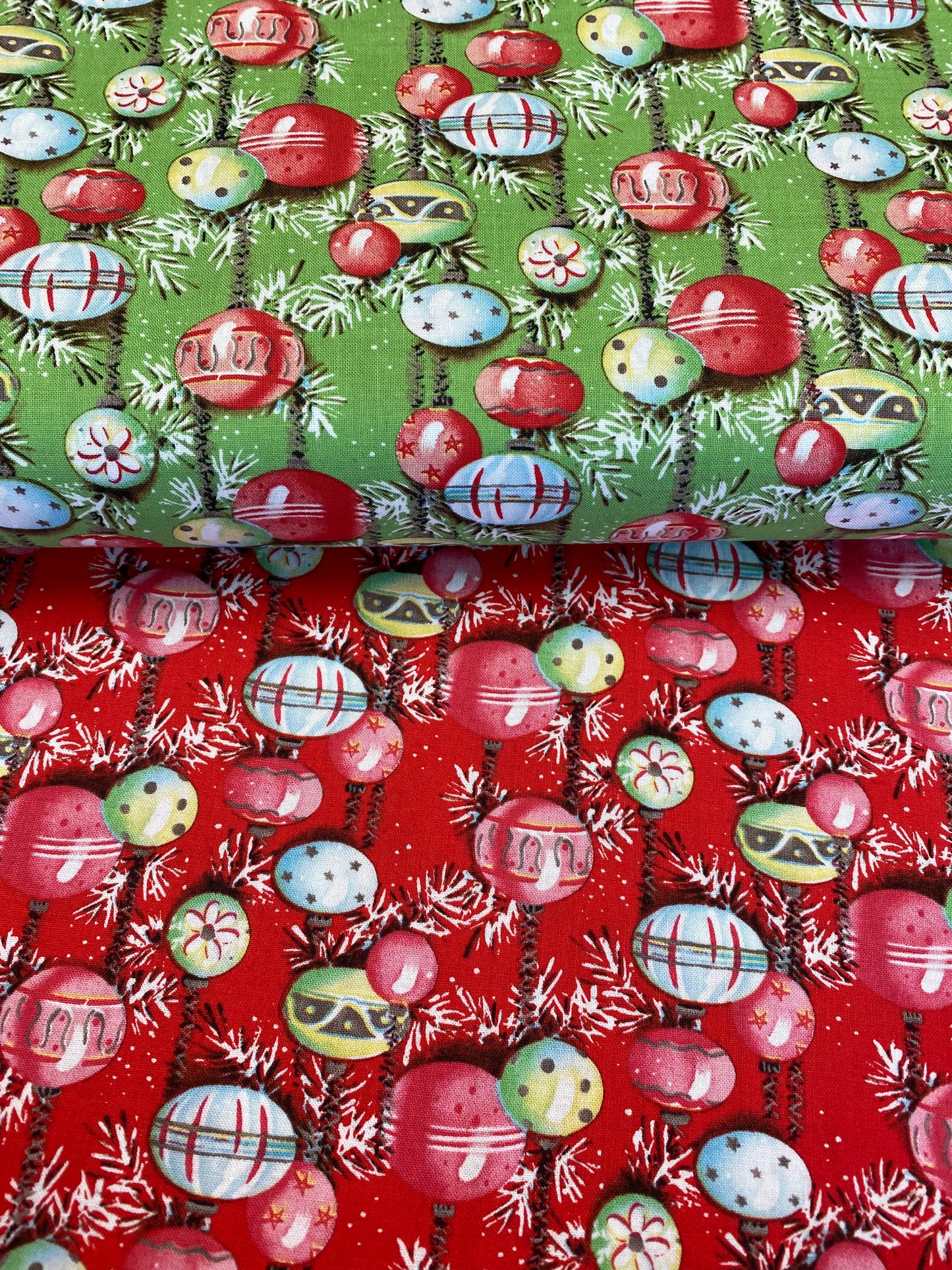 Christmas Joy by Cottage Mama Ornaments Green    C12251R-GREEN Cotton Woven Fabric