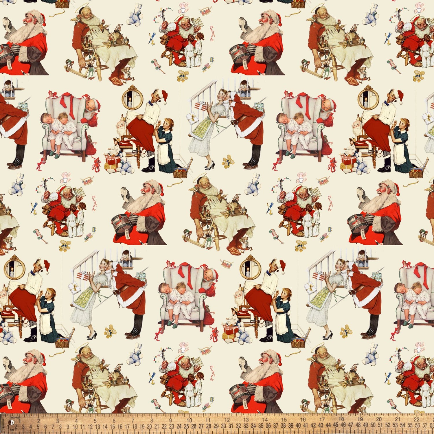 David Textiles A Norman Rockwell - A Christmas with Santa