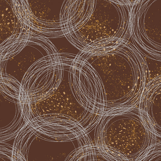 Tails from Under the Moon Circles Rustic Silver w/Metallic RJ3904-RC3M Cotton Woven Fabric