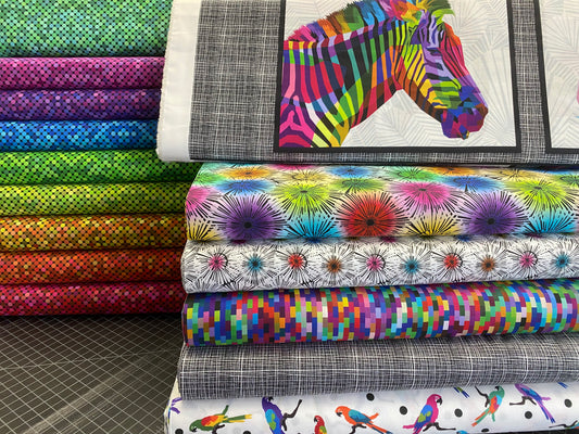 Colorful by Jason Yenter Parrots    3COL-1 Cotton Woven Fabric